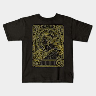 Alphonse Mucha Zodiac Yellow Neon Kids T-Shirt